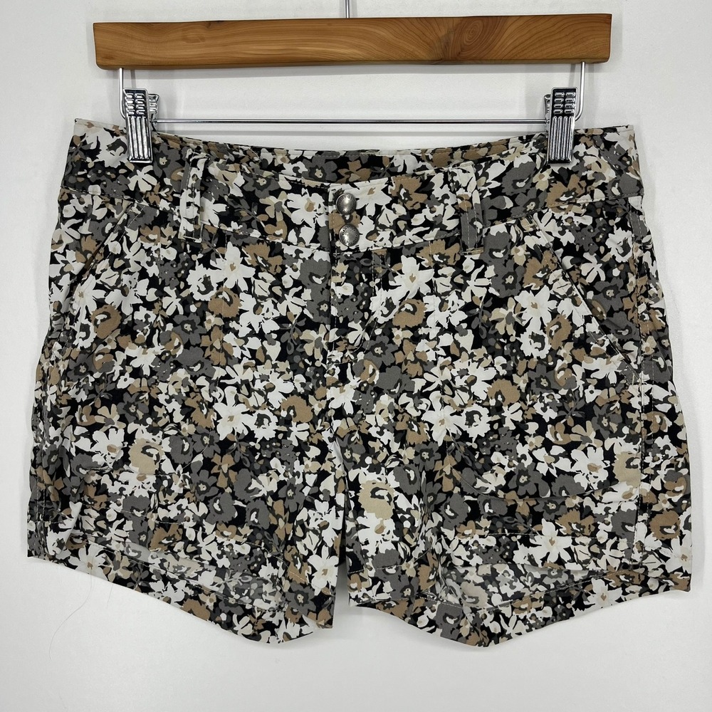 Columbia Womens Floral Hiking Shorts Size 6 Black Tan White‎